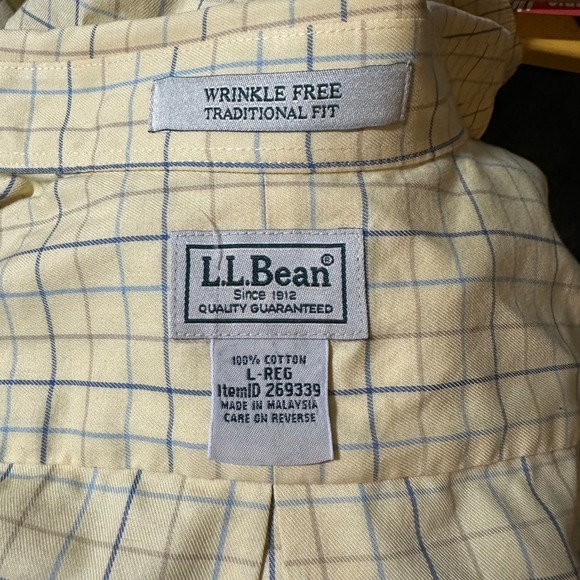 L.L. Bean Wrinkle Free Plaid Short Sleeve Button Down Shirt Mens L Reg - Picture 5 of 6